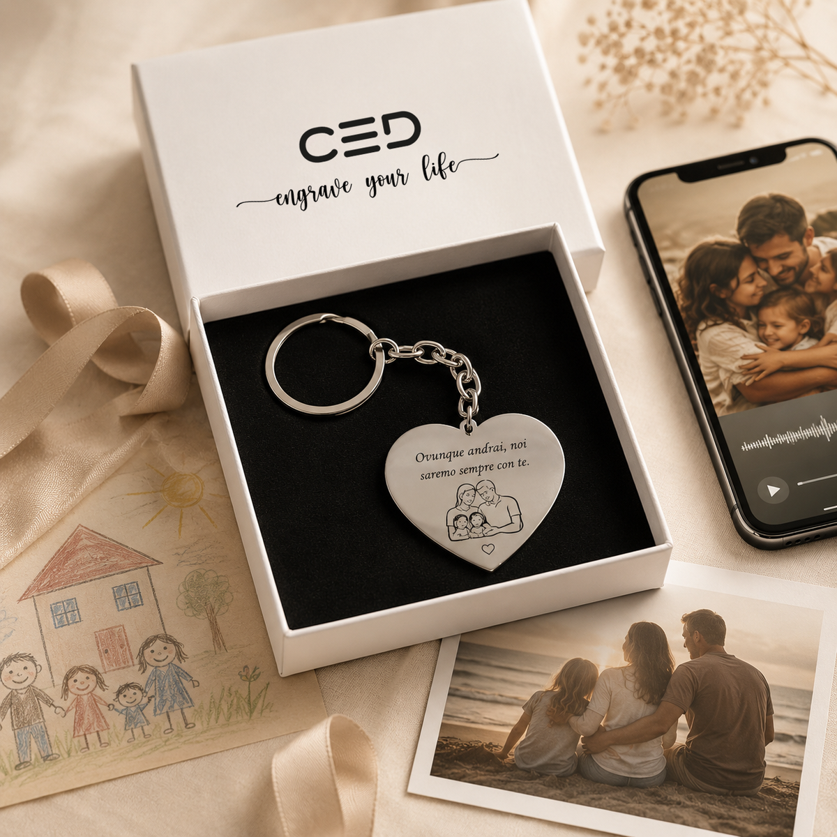 Portachiavi personalizzato CED con ricordo di famiglia